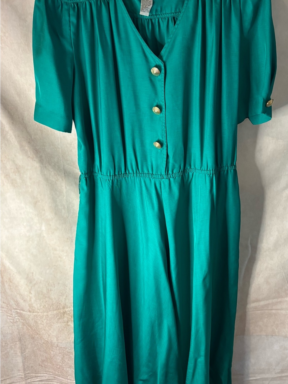 Leslie Fay Teal Midi Dress with Gold Buttons